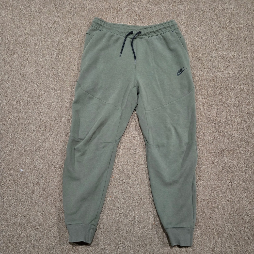Nike Joggers Mens Medium Green‎ Tech Fleece Pants Tapered CU4495-380 Zip Pocket